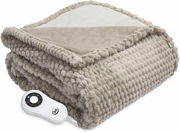 Serta Heated Electric Honeycomb Faux Fur Throw